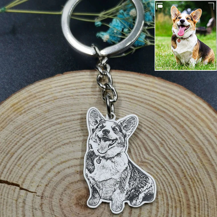 Engraved top dog keychain